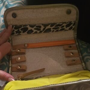 Consulea Stylish Yellow and Tan Women's Jewelry Bag